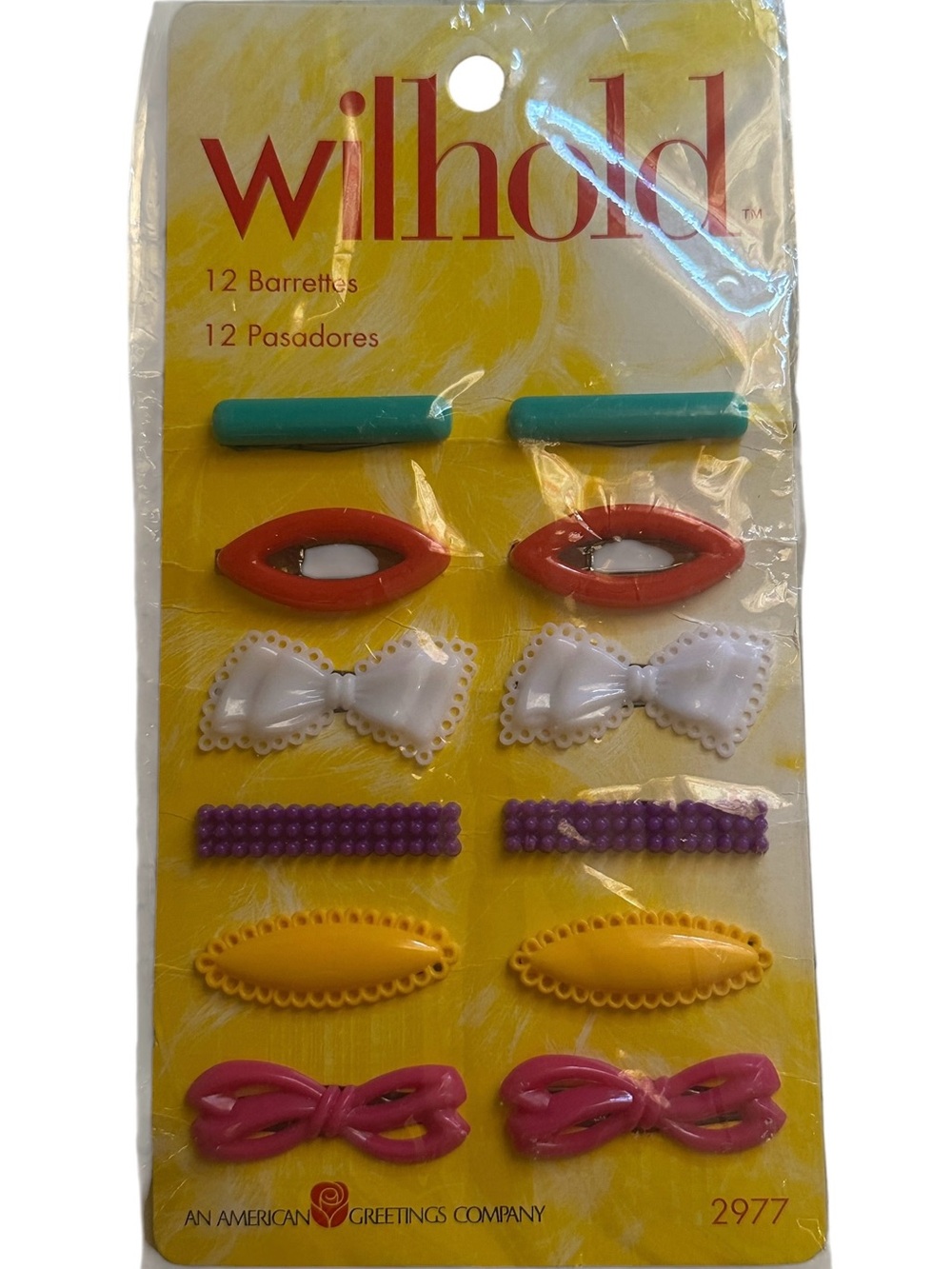 Vintage Hair Barrettes Snap Tight Plastic Multi Colors & Shapes Bows New